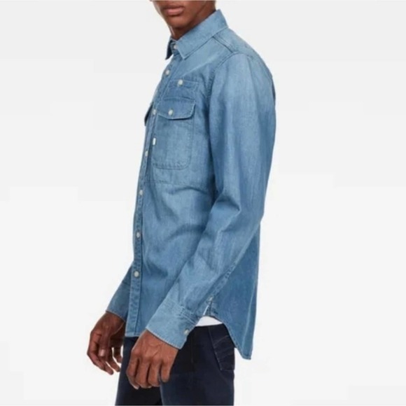 G-Star Raw Blue Button Shirt Size Small New - Picture 4 of 7
